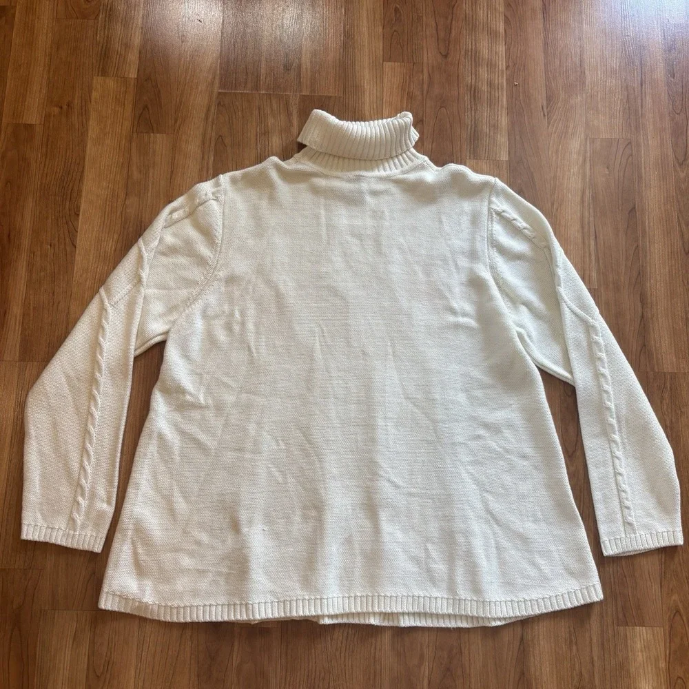 Sahalie Women's Cable Knit Turtleneck Sweater Size 2X Creamy Beige Long Sleeve